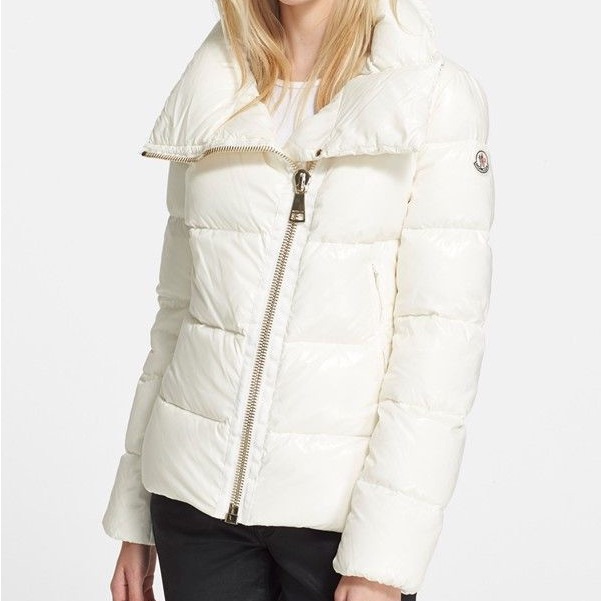 Moncler Ilay Ivory Puffer Jacket With Cinched Waist